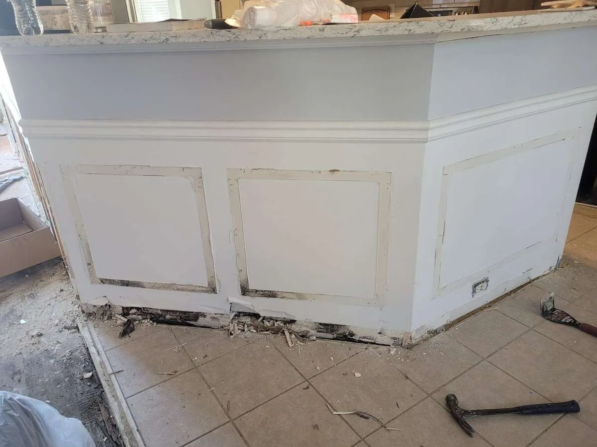 Water damage and mold on kitchen during Storm Damage Restoration in McHenry
